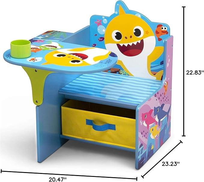 Baby Shark Chair Desk with Storage Bin - Ideal for Arts & Crafts, Snack Time, Homeschooling, Homework & More by Delta Childre