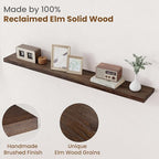 Floating Shelves for Wall Decor, 8 Inch Deep Rustic Solid Elm Wood Floating Shelves Wall Mounted, Wall Shelves with Invisible