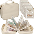 Travel Jewelry Organizer Case,Jewelry Bags for Traveling, Jewelry Binder with 24 Pcs Clear Zipper Velvet Pouches for Storing 