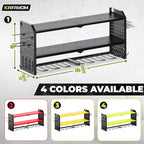 KAFAHOM Power Tool Organizer，Large 8 Drill Holder Wall Mount ，Heavy Duty Metal Tool Shelf with 12 Hooks，Storage Rack for Gara