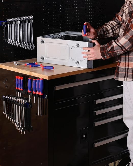 WORKPRO Magnetic Screwdriver Organizer and Wrench Organizer, Aluminum Rail Magnetic Tool Organizers, Tool Holder, Tool Box Or