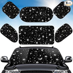 Moukeren 6 Pieces Car Windshield Sunshade Cover Set Car Window Sun Shades UV Rays Sun Visor Protector Auto Windshield Sunshades Cover for Van SUV Truck(Star)