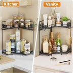VITVITI 2-Tier Corner Bathroom Counter Organizer, Bathroom Countertop Organizer Storage for Sink, Metal Mesh Makeup Organizer