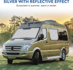 Mercedes Sprinter Sun Shade 7-Piece Set 2019-2023 | Full Cabin Thermal Insulation Kit for LWB Vans | UV Blocker + Privacy Covers (Front/Rear/Side Windows)