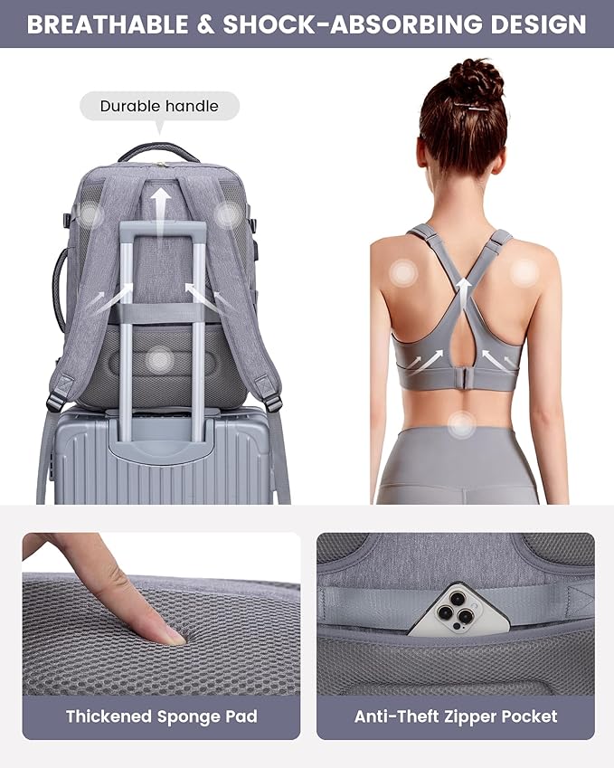 LOVEVOOK Large Travel Backpack for Women, TSA Carry on Backpack for Airplanes, 40L Personal Item Travel Bag for Women fits 17
