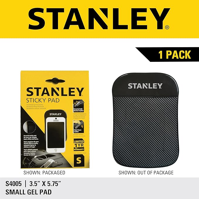 STANLEY S4005 3.5" x 5.75" Extra-Strong Anti-Slip Grip Dashboard Gel Pad for Cell Phone, Tablet, GPS, Keys or Sunglasses