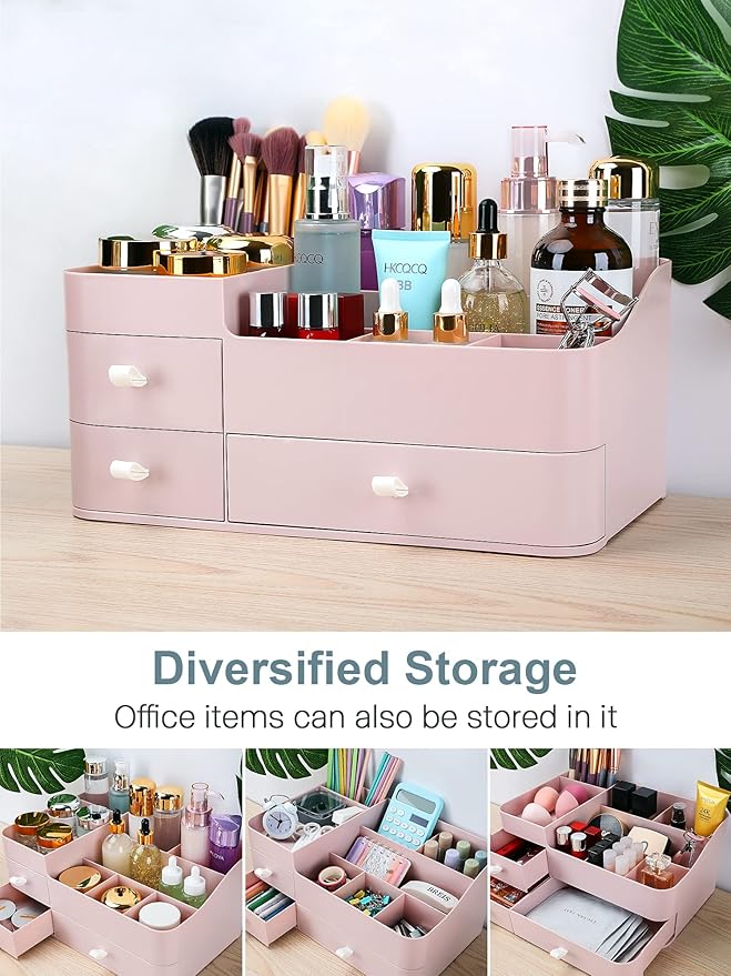 ONXE Makeup Organizer with Drawers,Large Capacity Countertop Organizer for Vanity,Bathroom and Bedroom Desk Cosmetics Organiz