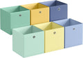 SONGMICS Storage Cubes, Set of 6 Odorless Foldable Storage Boxes, 13 x 13 x 13 Inches, Closet Organizers for Shelf, Rainbow S