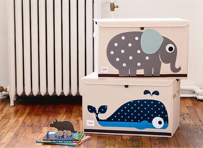 3 Sprouts Large Toy Chest for Kids with Lid and Handles - Collapsible Toy Storage Bin/Trunk/Box/Basket Organizer for Boys & G