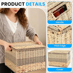 Decorative File Box 14 x 12 x 11 in Wicker Seagrass File Basket Organizer for Letter Size Hand Woven Hanging Filing Cabinet w