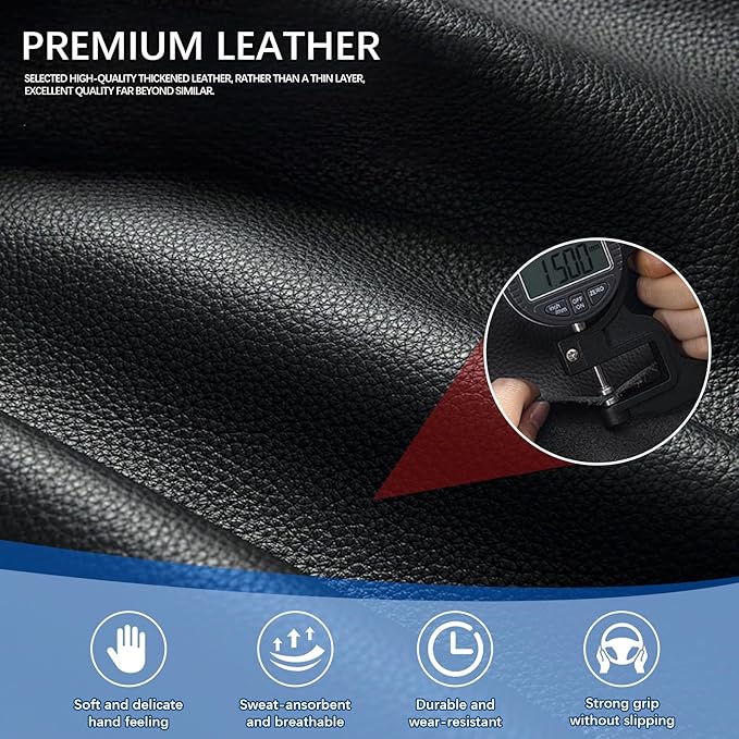 Custom Fit for Tesla Model 3 Steering Wheel Cover,Tesla Steering Wheel Cover Model 3 is Premium Leather Excellent Hand Texture,Non-Slip,Breathable, for Tesla Model 3 Accessories (Deluxe)