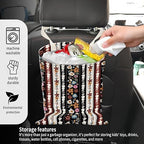 Car Garbage Can, Seat Back Hanging Cute Car Trash Can Bag, Car Organizer and Storage Bag for Travelling, Outdoor Colorful Boho Flower Stripe