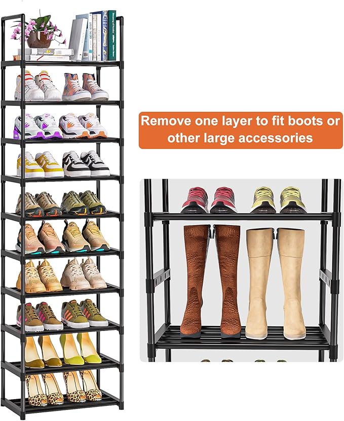 OYREL Shoe Rack, Sturdy Metal Shoe Rack Organizer,Narrow Shoe Racks for Closets,Shoes Rack,Shoe Stand,Shoe Shelf