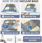 Cozy Essential Vacuum Storage Bags, 80% Compression Vacuum Seal Space Saver Plastic Packaging Bags for Clothes, Blankets, Pil