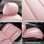 Pink Car Seat Covers Full Set, Universal Faux Leather Seat Covers for Cars 5 Seats, Waterproof Leather Car Seat Covers, Comfo