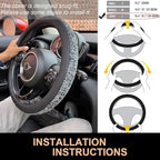 PINCTROT Large Size Chenille Leather Steering Wheel Cover, Soft Mottled Colors, Sweat-Proof, Non-Slip Grip, All-Season Comfor