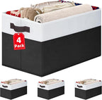 Criusia Large Storage Bins for Shelves 4 Pack, Closet Storage Baskets for Clothes Blanket Beddings Towels, Collapsible Fabric