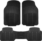 FH Group Automotive Floor Mats Solid ClimaProof for all weather protection Universal Fit Trimmable Heavy Duty fits most Cars, SUVs, and Trucks, 3pc Full Set Black
