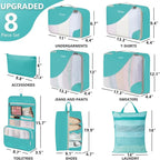 8 Set Packing Cubes for Travel, Gifts for Women Mom,Anti-Tearing Suitcase Organizer for Luggage with Shoe & Hanging Toiletry 
