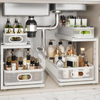 2 Pack 18.5IN-Depth Under Sink Organizer With Next-Gen Ball-Bearing Slides,2-Tier Precision Mesh Pull Out Cabinet Storage for
