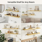 Fun Memories Rustic Wood Floating Shelves for Wall, Space-Saving Wall Mounted Shelves for Bathroom, Bedroom, Living Room and 