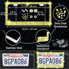 NBTEPEM 27 PCs Yellow Bling Car Accessories Set for Women, Steering Wheel Covers Universal Fit 15 Inch, Bling License Plate Frame, Bling Phone Holder, Bling Car Coasters (Yellow Diamond)