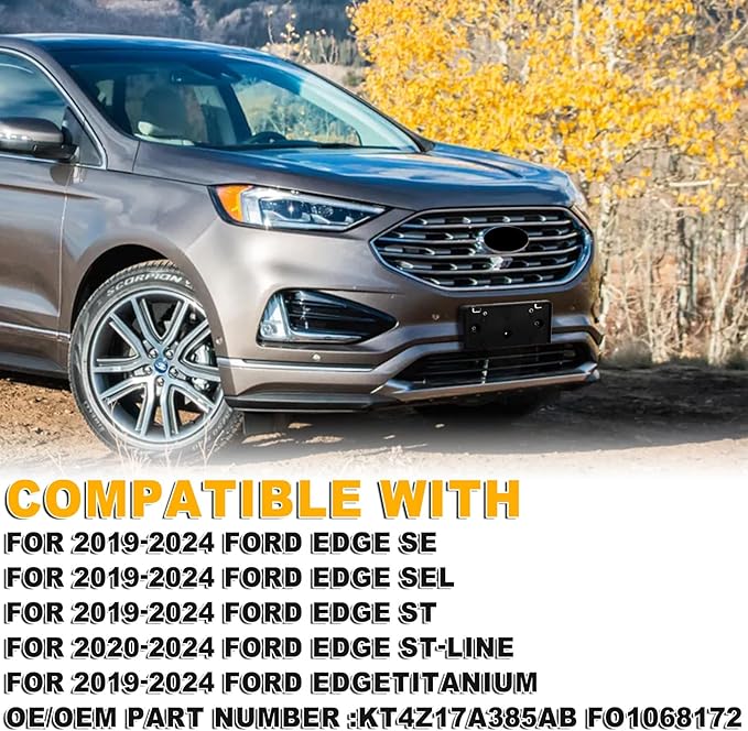 Front License Plate Frame Compatible with Ford Edge 2019 2020 2021 2022 2023 2024, Bumper License Frame Holder Mounting Brack