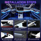 LivTee Smart Car LED Interior Lights with USB Port, LED Strip Fiber Optic Lights, Wireless App Control, Sync to Music, Car Accessories Gifts for Women and Men