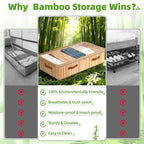 Livole Bamboo Under Bed Storage, 6 inches Underbed Storage Containers, 56L XXL Under Bed Storage Bins with Clear Lid & Label 