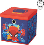 Idea Nuova Marvel Spiderman Collapsible Fabric Storage Cube,10” Organizer Bin with Lid for Bedroom, Playroom, and Closet
