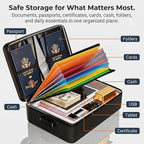 Fireproof Document Box (Soft-Shell) with Lock, 5200°F Fireproof & Water-Resistant File Organizer for Important Documents, Cer