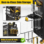 Large 49''W Power Tool Organizer Wall Mount | 620lbs Garage Storage Rack with 12 Cordless Drill Holder | 4-Tier Heavy Duty Ut