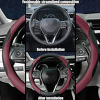 Steering Wheel Cover Universal Standard Size 14.5-15 inch, Breathable Microfiber Leather, Anti-Slip, Soft Grip, Sporty Design