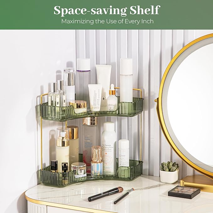 Aveniee Corner Bathroom Counter Organizer, Bathroom Countertop Shelf Makeup Organizer for Vanity Perfume Tray for Corner Stor