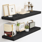 Vivelove Floating Shelves 24 Inch, Black Wall Shelves Over Toilet with Invisible Brackets for Bathroom Living Room Kitchen Be