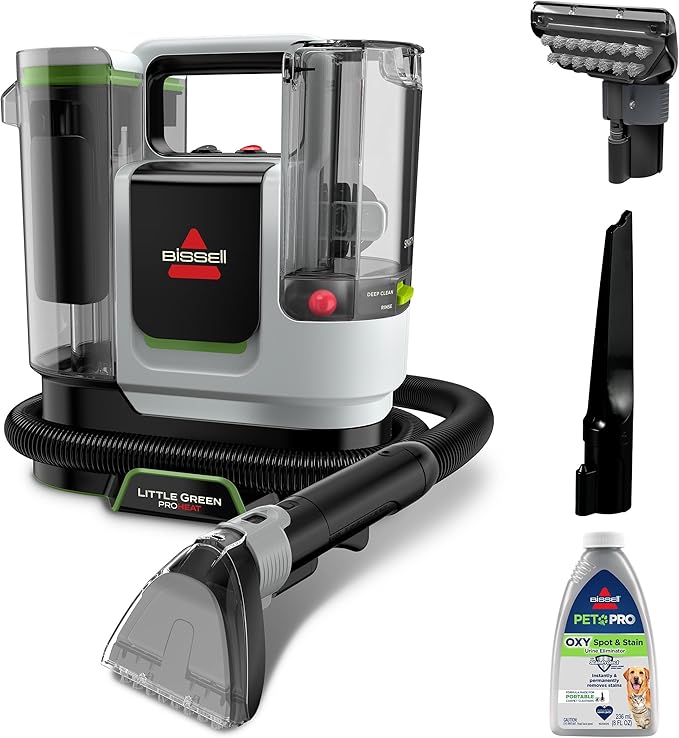 BISSELL Little Green ProHeat SmartMix, Portable Deep Cleaner, Self-Cleaning Tough Stain Tool and Specialized Pet Hair Removal