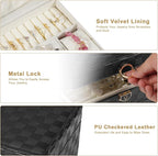 GUOER Jewelry Box for Women Girl Wife - Large PU Leather Jewelry Organizer Storage Case with 3 Layers Display for Earrings Br
