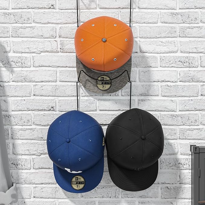 LINFIDITE 10 Pack Hat Rack Hanger Holder Organizer Flexible Multi Hook Wall Mounted Over Door Baseball Cap Display Storage Ra