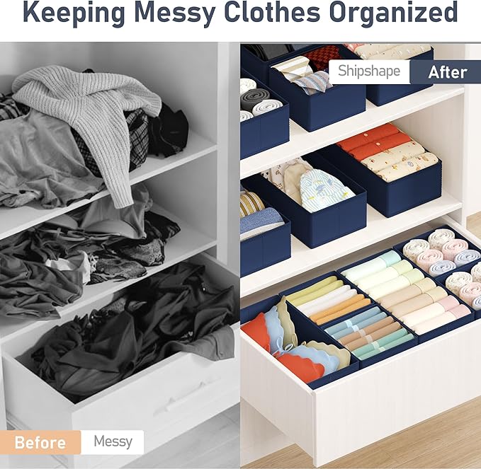 DIMJ Drawer Organizer Clothes Storage - 18 Pack Baby Dresser Organizer for Nursery, Foldable Drawer Dividers for Bedroom Clos