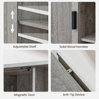 Iwell Storage Cabinet with 2 Doors and 4 Adjustable Shelves, Buffet Cabinet with Storage, Floor Cabinet for Living Room, Entr