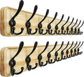 Dseap Coat Rack Wall - Heavy-Duty 38-1/4" Long, with Reinforced 10 Custom Tri-Hooks, Solid Wood Wall Hanger for Coats Hat Jac