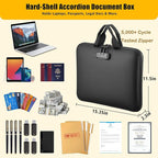 Fireproof Document Box with Combination Lock, Hard-Shell Fireproof File Organizer for Legal Documents, Laptop, Valuables & Im