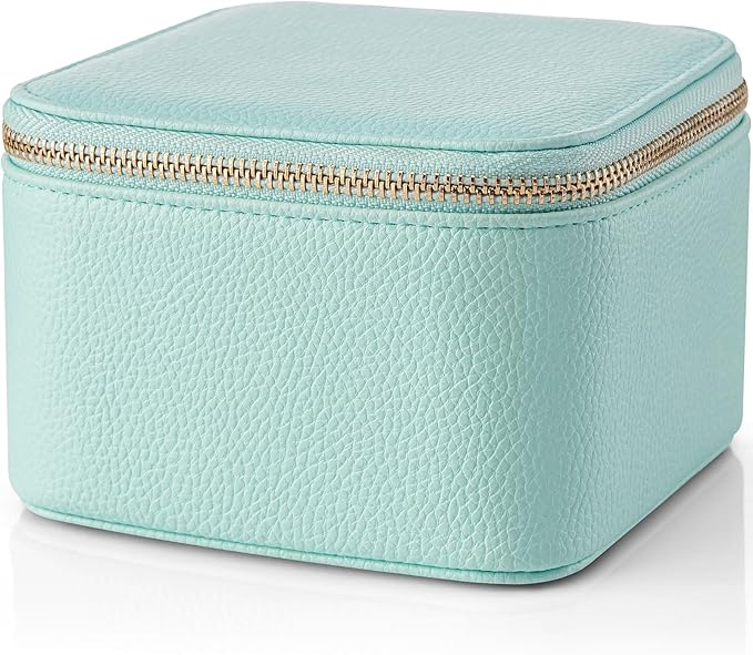 Vlando Travel Jewelry Box for Women Faux Leather Jewelry Box with 6 Velvet Jewelry Zipper Pockets Earrings Necklace Rings Sto