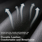 Car Leather Steering Wheel Cover - Panapi Material, Universal 14.5-15 Inch Leather Anti-Slip Breathable Auto Steering Wheel C