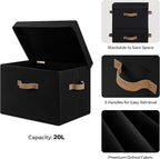 StorageWorks Fabric Storage Bins with Lid, Decorative Storage Boxes for Shelves, Stackable Closet Organizer Basket with Handl