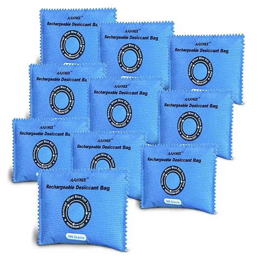 Car Dehumidifier, Indicating Silica Gel Desiccant Packets, 100g×10PCS Rechargeable Desiccant Packs for Cars Closets Drawers