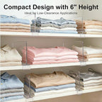 Purse Organizer for Closet Shelf Dividers: 6-inch Tall (Shorter Version) Adjustable Clear Acrylic Bag Storage Organizer for H