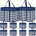 WOWBOX Reusable Grocery Bags,10-Pack, Foldable Reusable Shopping Tote Bags bulk with Reinforced Handles,Large Storage Bags with Water Resistant Coating for Groceries,Multipurpose,Blue-White