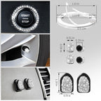 CAR PASS 30 PCS Bling Diamond Car Accessories Set for Women, Bling Steering Wheel Covers 15 Inch, Shining Rhinestone License Plate Frame, Sparkly Phone Holder, Cute Interior Set Decorations, Silver
