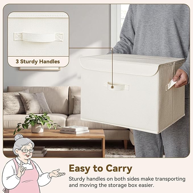 GRANNY SAYS Closet Storage Bins, Decorative Storage Boxes with Lids, Clothes Organizing Bins, Lidded Baskets for Toys, Clothi